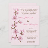 5x7 Faire-part de mariage de lin en fleurs de ceri (Devant / Derrière)