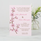 5x7 Faire-part de mariage de lin en fleurs de ceri (Debout devant)