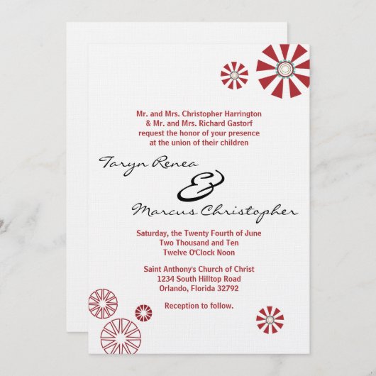 5x7 Faire-part de mariage de linge de fleur de dis (Devant / Derrière)