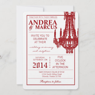 5x7 Faire-part de mariage de lustre de cristal Gli