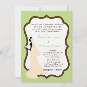 5x7 Faire-part de mariage de mariée verte légère