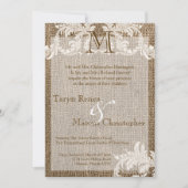 5x7 Faire-part de mariage de monogrammes de Burlap (Devant)
