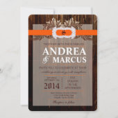 5x7 Faire-part de mariage de ruban diamant en bois (Devant)