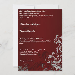 5x7 Faire-part de mariage de tourbillons gris de m
