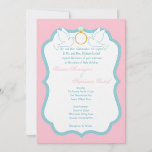 5x7 Faire-part de mariage diamant de colombe rose