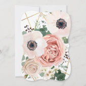 5x7 Faire-part de mariage d'or géométrique Rose de (Dos)