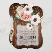 5x7 Faire-part de mariage en bois de grange (Devant / Derrière)