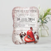 5x7 Faire-part de mariage en bois de pays clé de m (Debout devant)