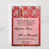 5x7 Faire-part de mariage en bois rouge dentelle (Devant)