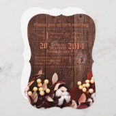 5x7 Faire-part de mariage en coton sur bois foncé (Devant / Derrière)