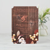 5x7 Faire-part de mariage en coton sur bois foncé (Debout devant)