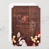 5x7 Faire-part de mariage en coton sur bois foncé (Devant / Derrière)