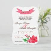 5x7 Faire-part de mariage Hawa de fleurs hibiscus (Debout devant)