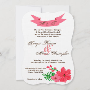 5x7 Faire-part de mariage Hawa de fleurs hibiscus