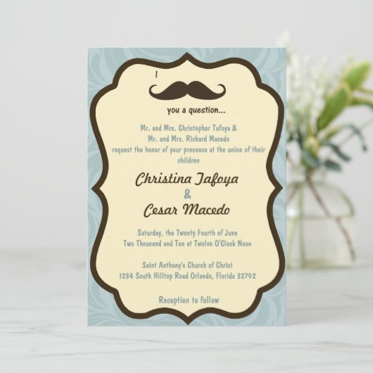 5x7 Faire-part de mariage Je vous moustache une qu (Debout devant)