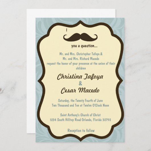 5x7 Faire-part de mariage Je vous moustache une qu (Devant / Derrière)
