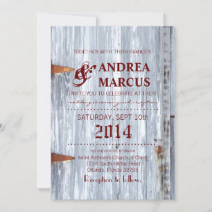 5x7 Faire-part de mariage Laver blanc Bois Porte d