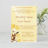 5x7 Faire-part de mariage moutarde Fleur de Pavot (Debout devant)
