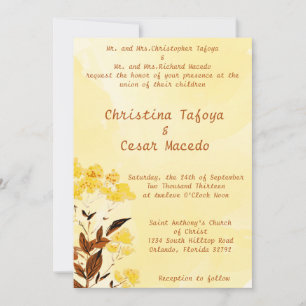 5x7 Faire-part de mariage moutarde Fleur de Pavot