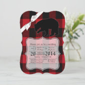 5x7 Faire-part de mariage Ours Plaid Blac (Debout devant)