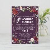 5x7 Faire-part de mariage Plum violet Rose Gold Ge (Debout devant)
