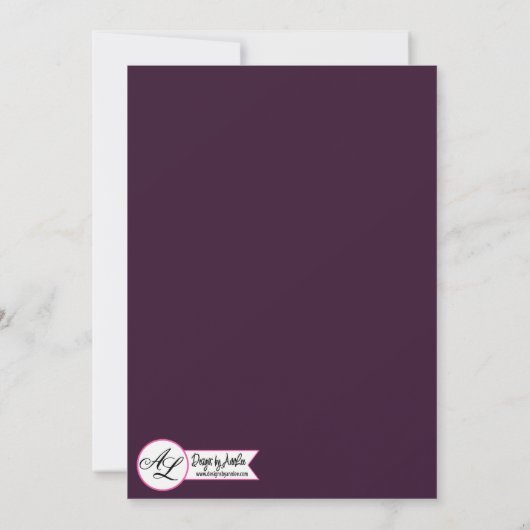 5x7 Faire-part de mariage Plum violet Rose Gold Ge (Dos)