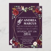 5x7 Faire-part de mariage Plum violet Rose Gold Ge (Devant / Derrière)