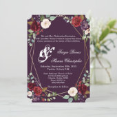 5x7 Faire-part de mariage Plum violet Rose Gold Ge (Debout devant)
