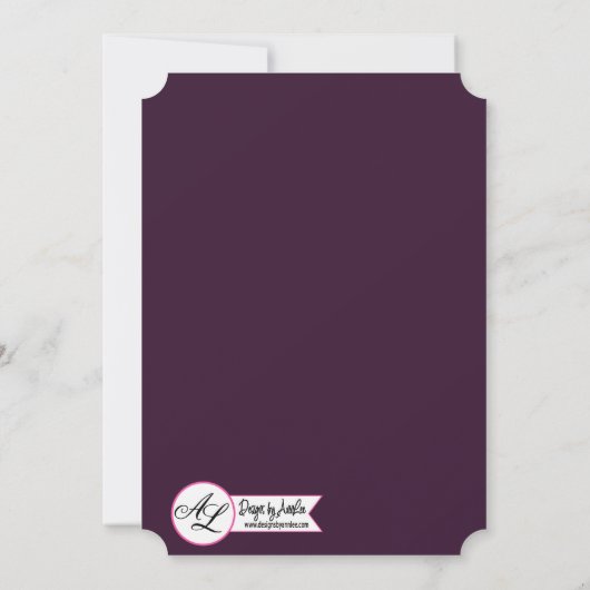 5x7 Faire-part de mariage Plum violet Rose Gold Ge (Dos)