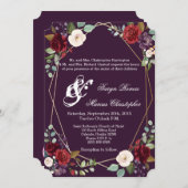 5x7 Faire-part de mariage Plum violet Rose Gold Ge (Devant / Derrière)