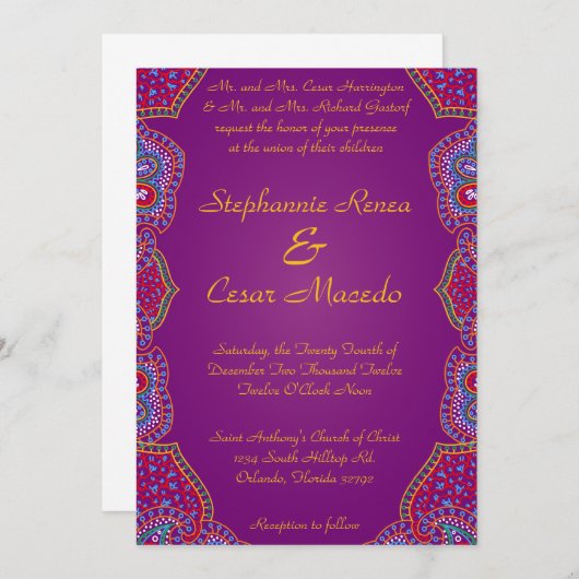 5x7 Faire-part de mariage Purple Palace Inde (Devant / Derrière)