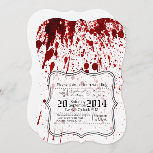 5x7 Faire-part de mariage Splatz Vampire Goth (Devant / Derrière)