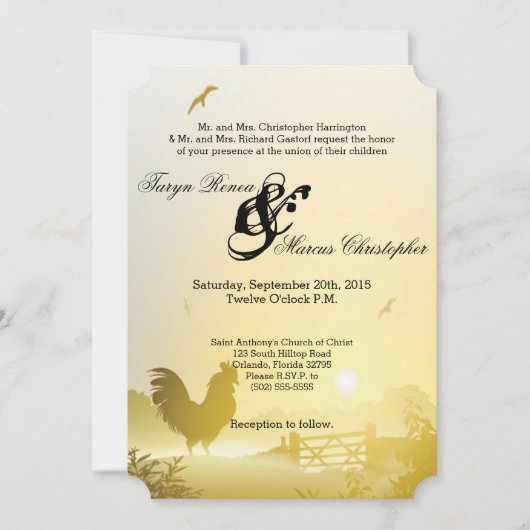 5x7 Faire-part de mariage Sunny Morning Farm Pays (Devant)