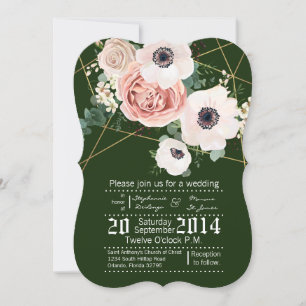 5x7 Faire-part de mariage vert du Rose géométrique