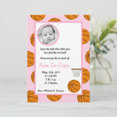 5x7 Faire-part de naissance de panier de sport pho (Debout devant)