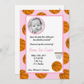 5x7 Faire-part de naissance de panier de sport pho (Devant / Derrière)