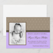 5x7 Faire-part de naissance PHOTO À POSTE Violet F (Devant / Derrière)