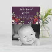 5x7 Faire-part de naissance photo Armée Plum viole (Debout devant)