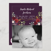 5x7 Faire-part de naissance photo Armée Plum viole (Devant / Derrière)