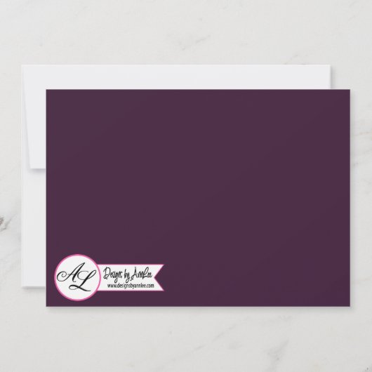 5x7 Faire-part de naissance photo Armée Plum viole (Dos)