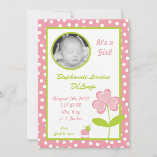 5x7 Faire-part de naissance PHOTO LadyBug pour ins