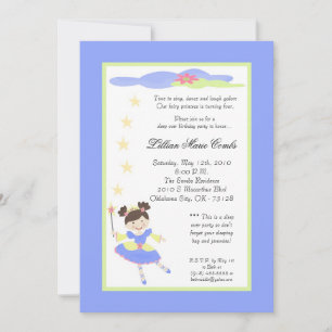 5x7 Fairy Princess Lila Birthday Party Invitation Kaart