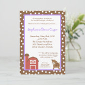 5x7 Farm Red Barn Cow Invitation de fête d'anniver (Debout devant)