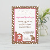 5x7 Farm Red Barn Cow Invitation de fête d'anniver (Debout devant)