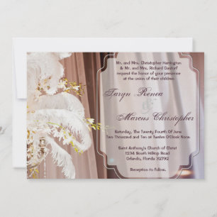 5x7 Feather Center Piece Glam Wedding Invitation Kaart