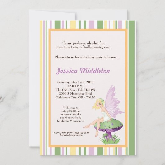 5x7 Fée Fille Anniversaire Invitation (Devant)