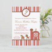 5x7 Ferme Cheval à la grange rouge Invitation de f (Debout devant)