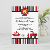 5x7 Feu de pompiers Invitation à la fête d'anniver (Debout devant)