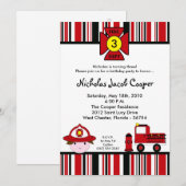 5x7 Feu de pompiers Invitation à la fête d'anniver (Devant / Derrière)