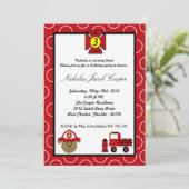 5x7 Fire Dog Firetruck Invitation de fête d'annive (Debout devant)